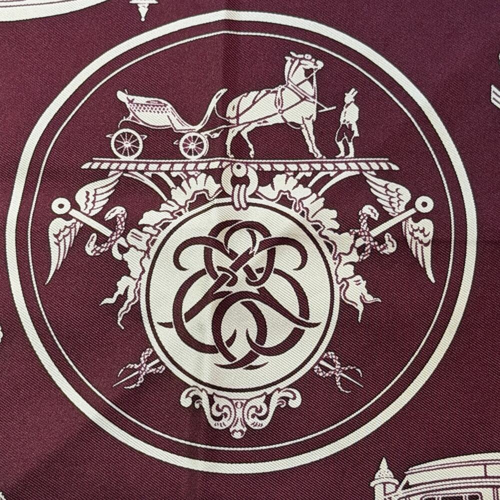 Rare Hermes Paris 'Ex Libris' 100% Silk Vintage Rolled Edge Pocket Square - Picture 5 of 5